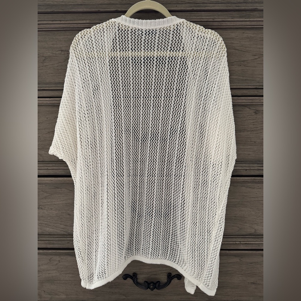 NEW Ivory Crochet Cardigan NWOT Open Front Kimono White Cream Sheer - Picture 6 of 10